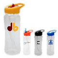 22 Oz. Plastic Water Bottle w/ Straw